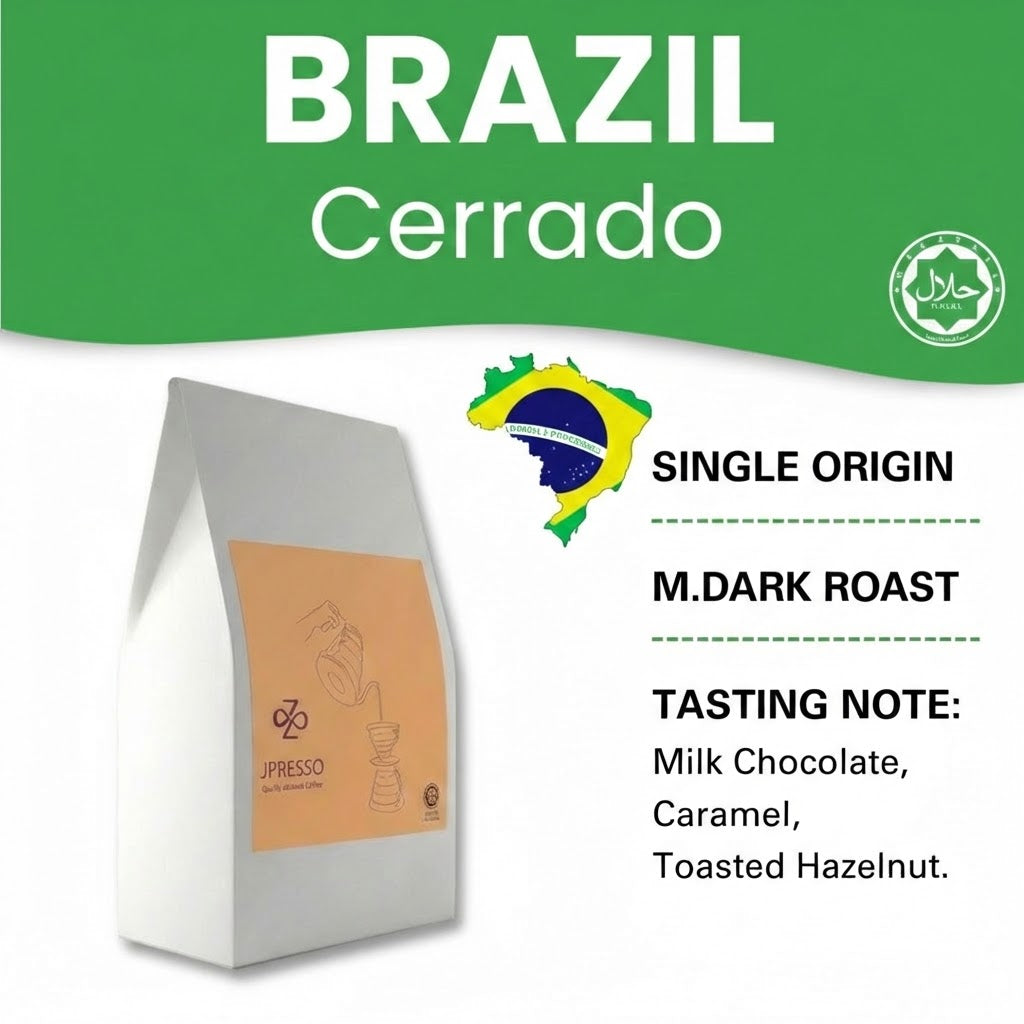 JPRESSO Brazil Cerrado I Arabica Coffee Bean I Medium Dark Roast I Freshly Roasted