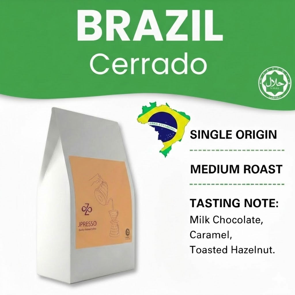 JPRESSO Brazil Cerrado Arabica Coffee Bean | Medium Roast | Freshly Roasted