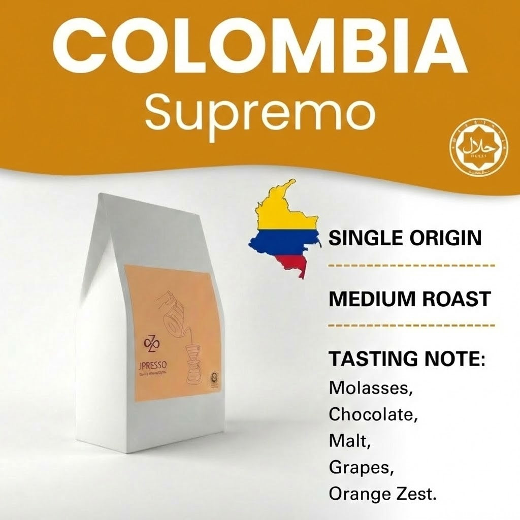 JPRESSO Colombia Supremo I Arabica Coffee Bean | Medium Roast | Freshly Roasted