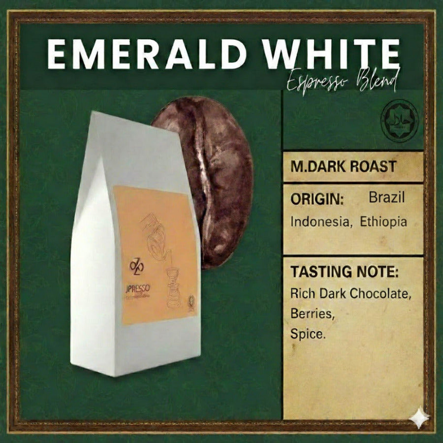 JPRESSO Signature Blend Emerald White I Arabica Coffee Bean I Medium Dark I Freshly Roasted