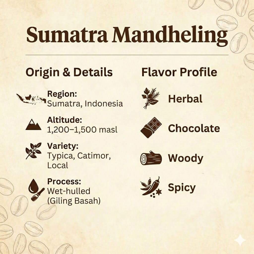 JPRESSO Mandheling G1 Arabica Coffee Beans 🌿 Medium Dark Roast | Freshly Roasted