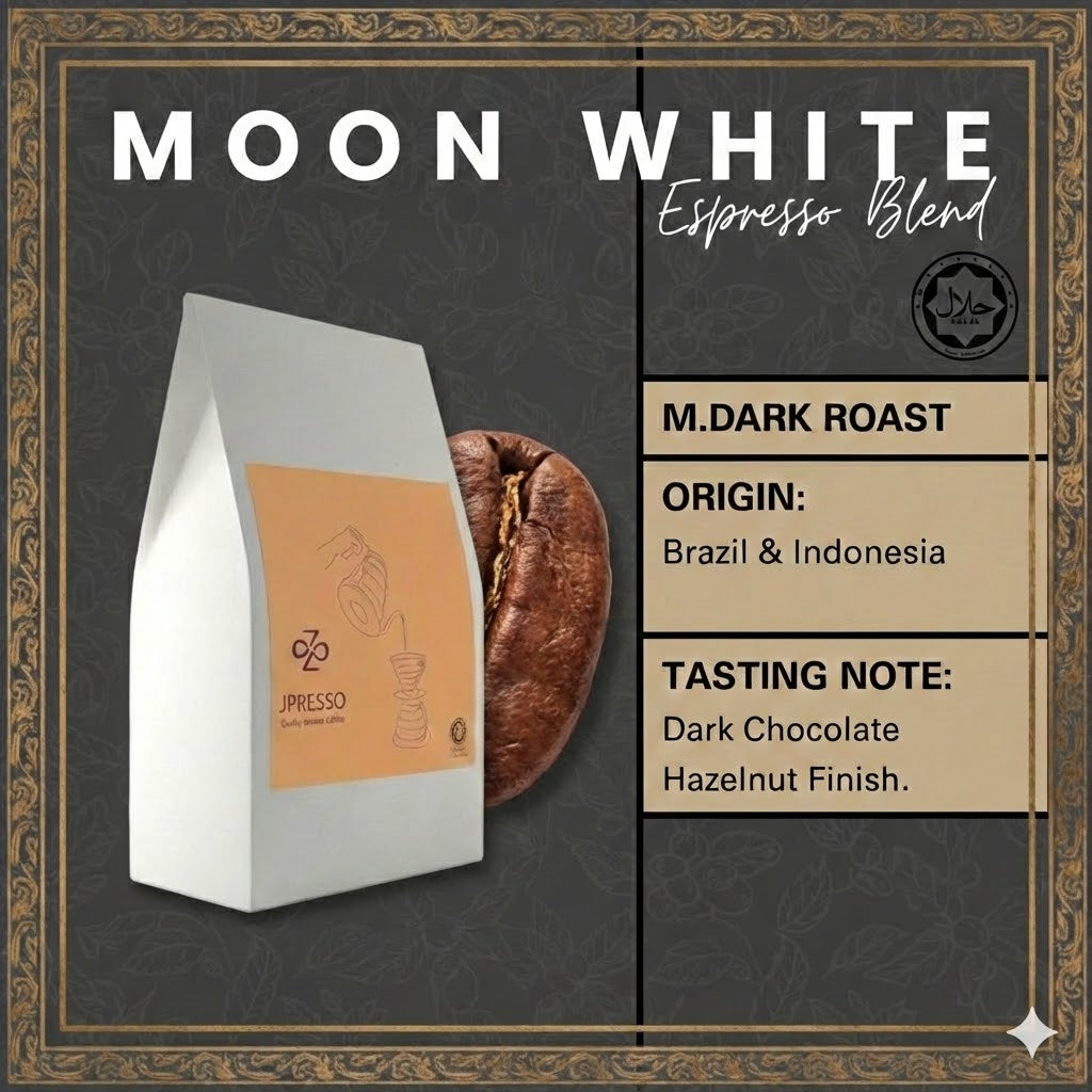 JPRESSO Signature Blend Moon White I Arabica Coffee Bean | Medium Dark | Freshly Roasted